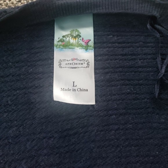 ANTHROPOLOGIE APHORISM Cardigan LARGE Blue and Gray - Picture 5 of 7